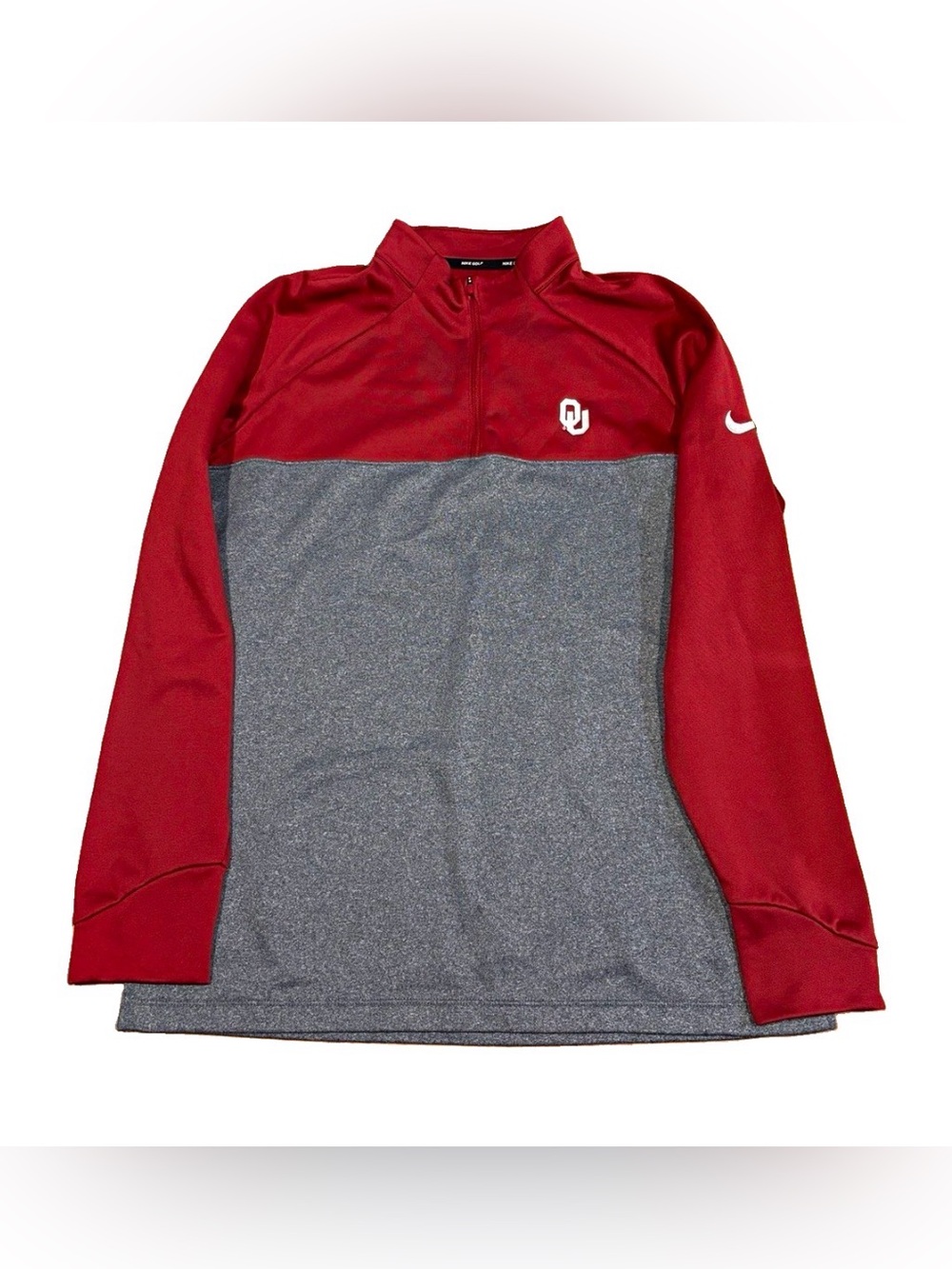 Nike Golf Oklahoma Sooners 1/4 Zip Pullover Red Gray Colorblock Mens Size L